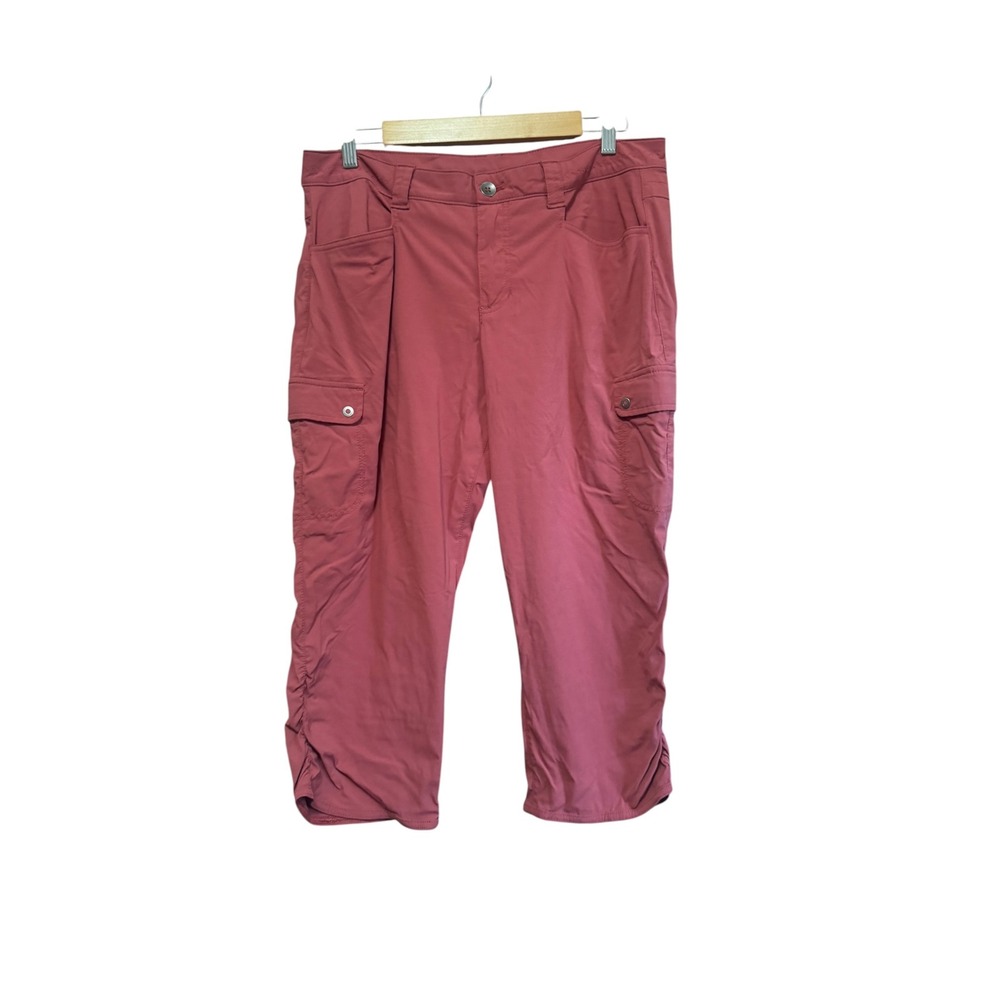 Eddie Bauer Travex Cargo Capris Womens 12 Pink Excellent Ruched Hiking Pants